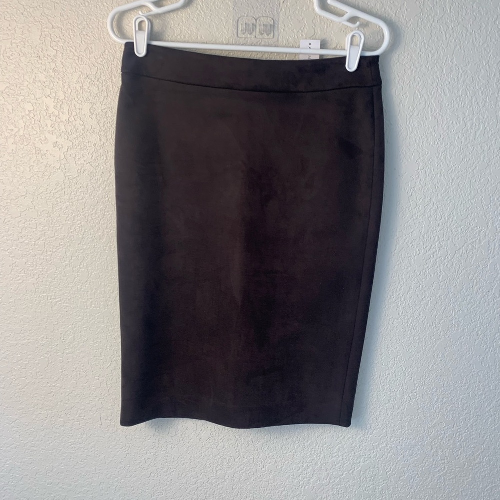 Look of suede Dark brown Pencil Skirt